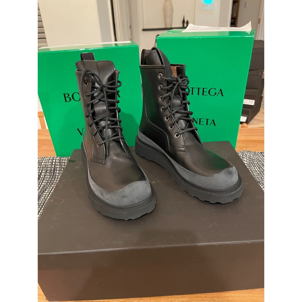Bottega Veneta 578295 Men's Black leather grey suede Storm Cuir boots, Sz 40 - Picture 10 of 15